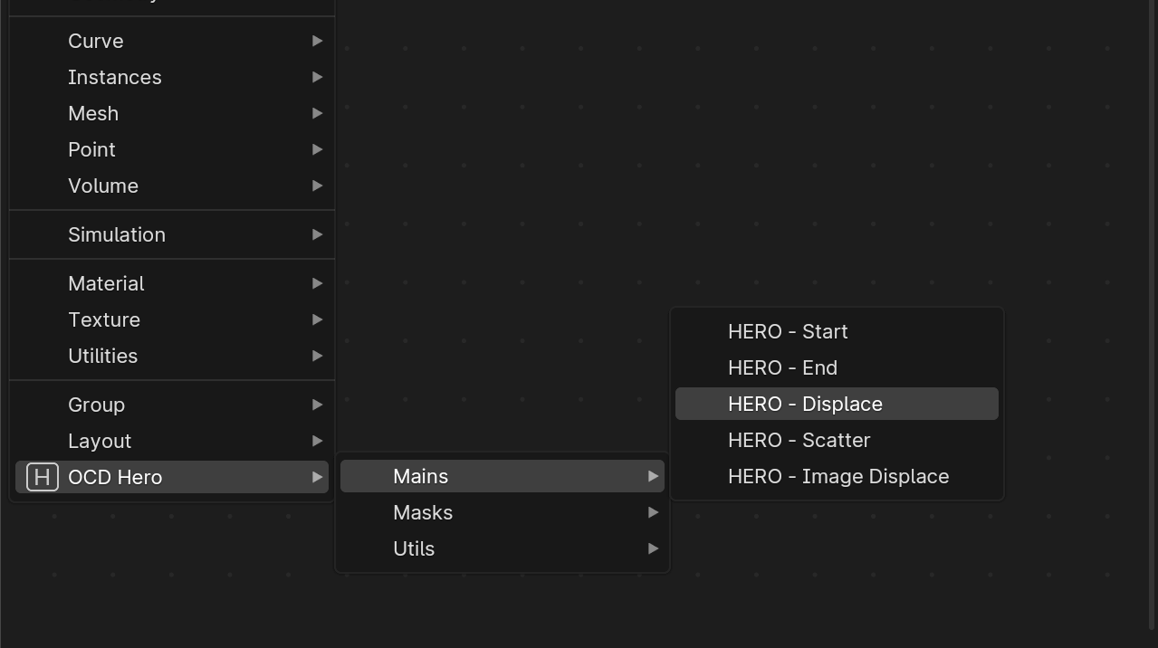 OCD Hero GN Menu