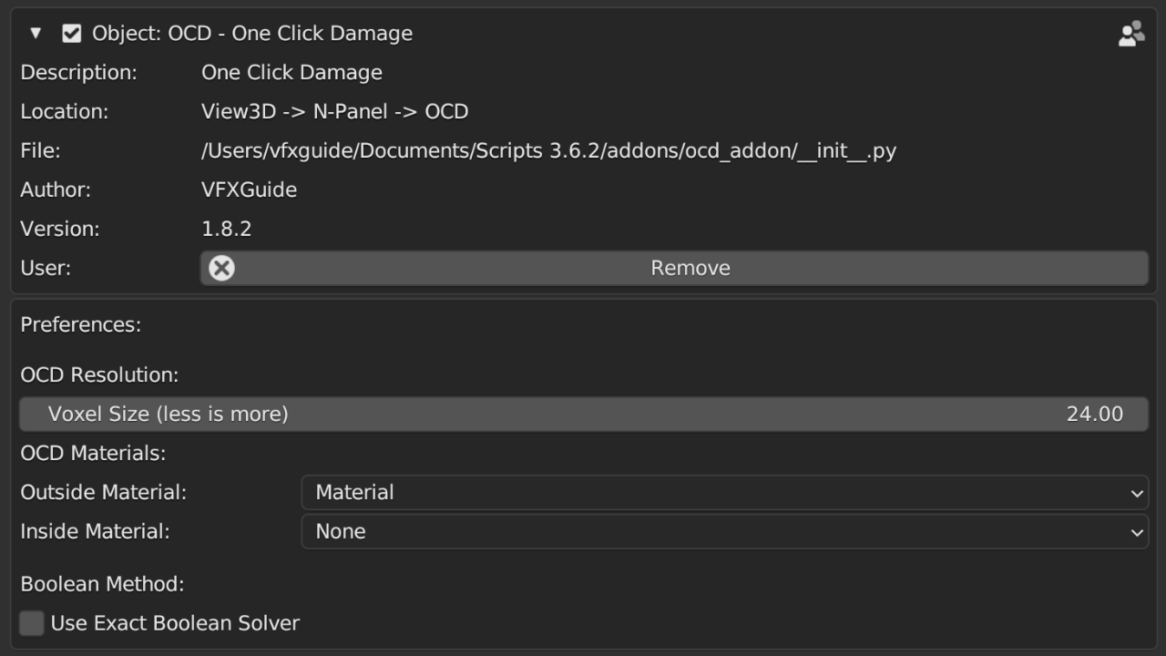 Screenshot of the Preferences window